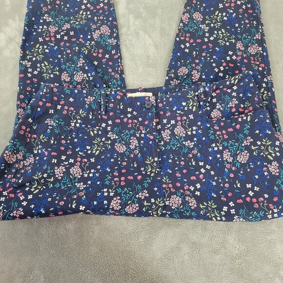 Talbots Womens Pants 20W Plus Capri Blue Floral Zip Fly Comfy Pockets FLO31E - Picture 3 of 9